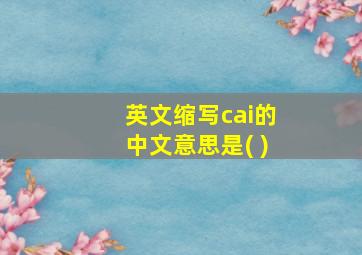 英文缩写cai的中文意思是( )